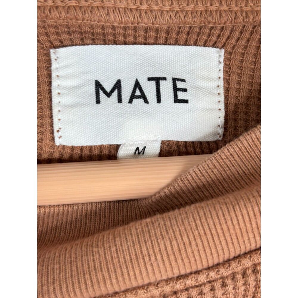Mate Organic Cotton Waffle Top M Brown Lounge Minimalist Sustainable Made in USA - Picture 6 of 10